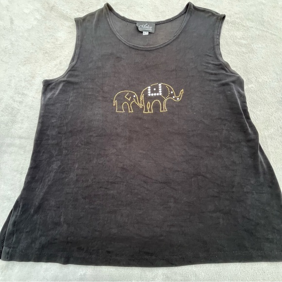 Artex Collection Elephant Black Sleeveless Top - Picture 2 of 8